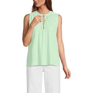Lands' End Women's Linen Blend Notch Neck Swing Tank Top - 1 of 4