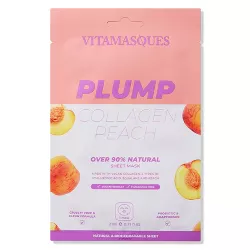 Vitamasques Plump Collagen Peach Biodegradable Sheet Mask & Eco Pouch - 0.71 fl oz
