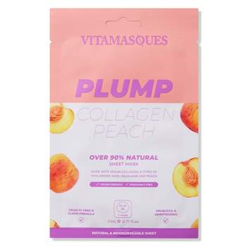 Vitamasques Plump Collagen Peach Biodegradable Sheet Mask & Eco Pouch - 0.71 fl oz