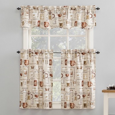 Ivory Coffee Shop Themed Polyester Rod Pocket Valance
