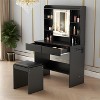Vanity Desk with Mirror and Lights, Makeup Table for Bedroom, 3 Lighting Modes,Small Vanity Table Set with 2 Drawers, Hidden Storage Shelves - 3 of 4