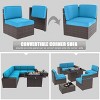 LayinSun 7 Pieces Outdoor Patio Furniture Set with 44" Fire Pit Table Brown Rattan Sectional Sofa Conversation Sets - 4 of 4