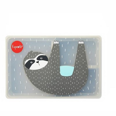 Gray Sloth Silicone Bento Box with 3 Compartments