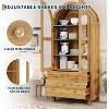coucheta 71" Tall Arched Kitchen Pantry Cabinet,Modern Farmhouse Storage Cupboard with Adjustable Shelves & Hidden Drawer,for Living Room,Dining,Oak - 4 of 4