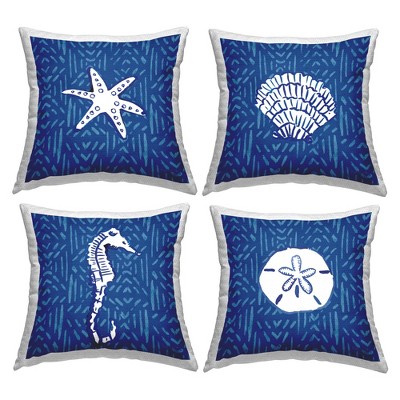 Stupell Industries Seashells on Blue Beach Line, 18 x 18