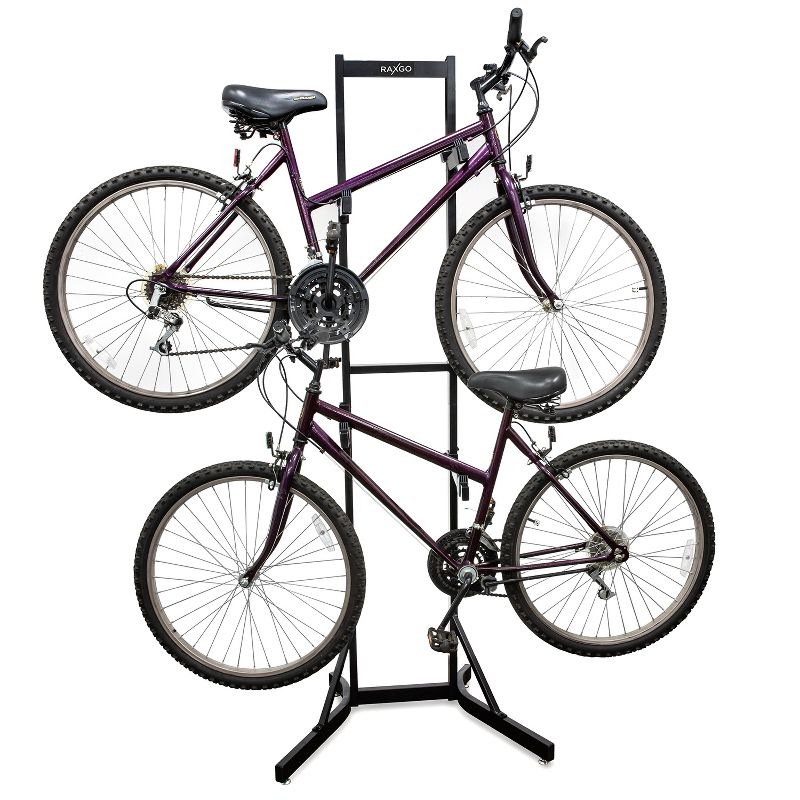 RaxGo Freestanding 2 Bike Rack, Bicycle Garage Storage Vertical Stand, 3 of 11