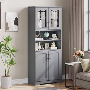 67in Tall Kitchen Storage Cabinet, Bathroom Cabinet with Adjustable Shelves, Freestanding Pantry Cabinet, Cupboard for Living Room, Dining Room - 1 of 4