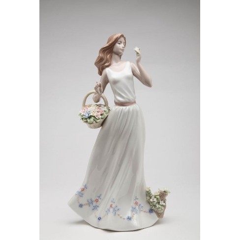 Kevins Gift Shoppe Ceramic Lady Holding Flower Basket Figurine - image 1 of 3