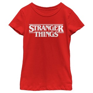 Girl's Stranger Things White Logo T-Shirt - 1 of 4