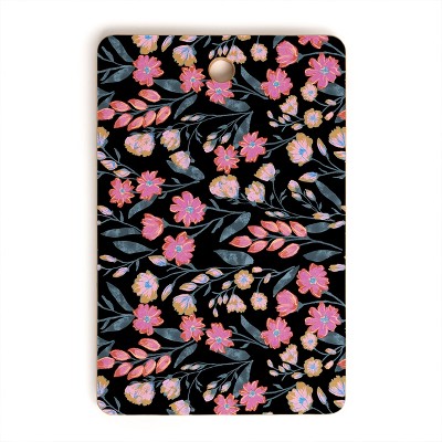 Schatzi Brown Penelope Floral Noir Brights Rectangular Cutting Board - Deny Designs