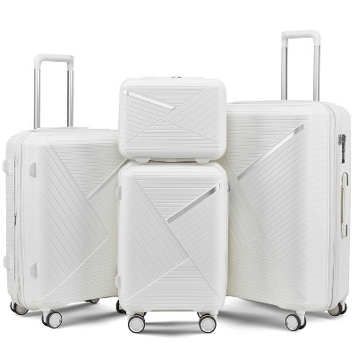4 PCS Expandable PP Material Hard Shell Lightweight Luggage Set with Mute Spinner Wheels and TSA Lock 14"20''24''28'' 4L - ModernLuxe