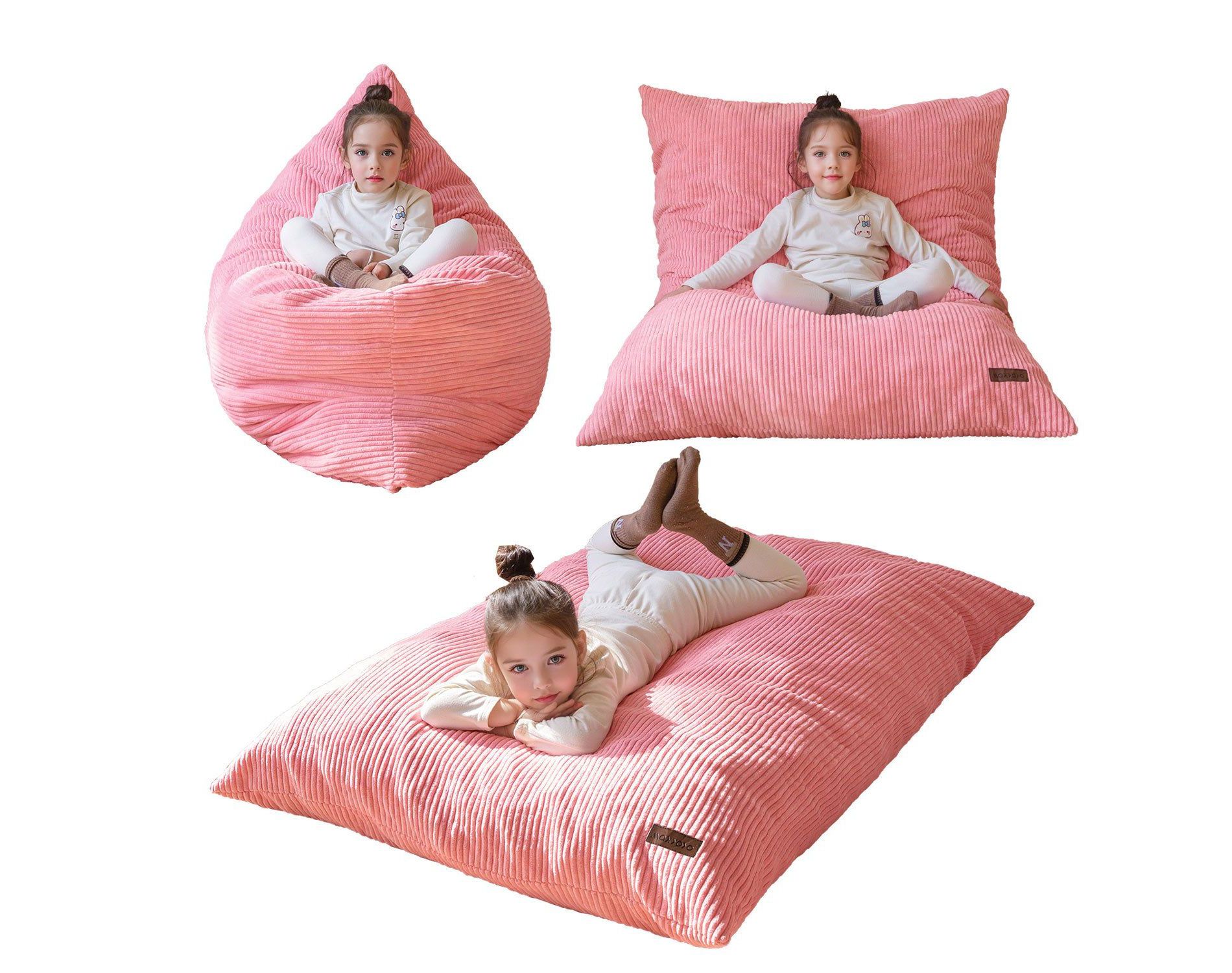 MAXYOYO 3-in-1 Kids Convertible Bean Bag Chair & Bed, Child Floor Sofa for Gaming, Reading