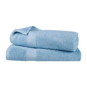 Modern Solid Classic Premium Luxury Cotton 2 Piece Bath Sheet Towel Set by Blue Nile Mills - 1 of 4