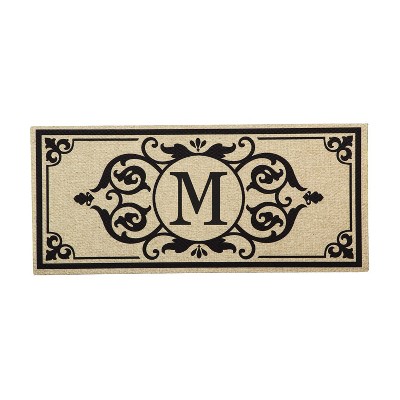 Evergreen Flag Cambridge Letter M Monogram Burlap Sassafras Switch Mat - 22" Long x 10" High