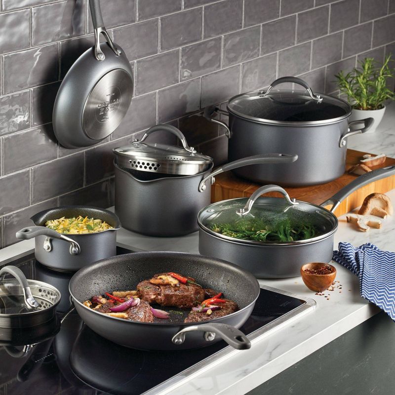 Circulon A1 Series with ScratchDefense Technology 10pc Nonstick Induction Cookware Pots and Pans Set - Graphite, 2 of 15
