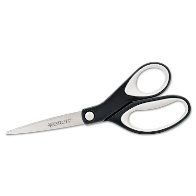Westcott Straight KleenEarth Soft Handle Scissors 8" Long Black/Gray 15588