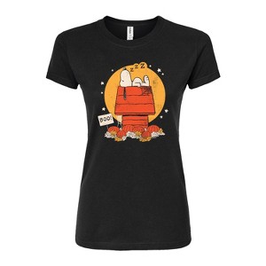 Women's - Peanuts - Snoopy Halloween Dog House Fitted Graphic T-Shirt - 1 of 4
