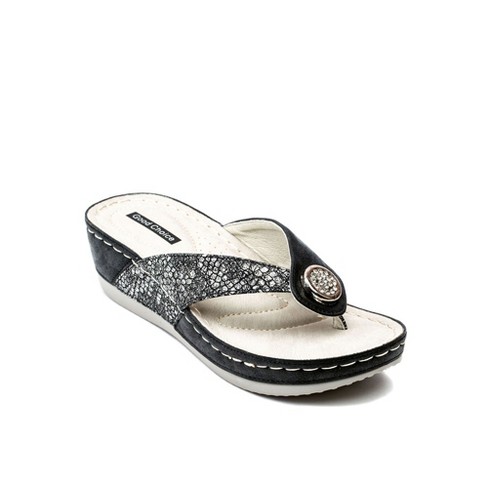 Gc Shoes Dafni Embellished Two-tone Comfort Slide Wedge Sandals : Target