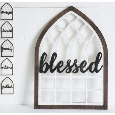 Rustic Brown and White Wood Interchangeable Arch Wall Art