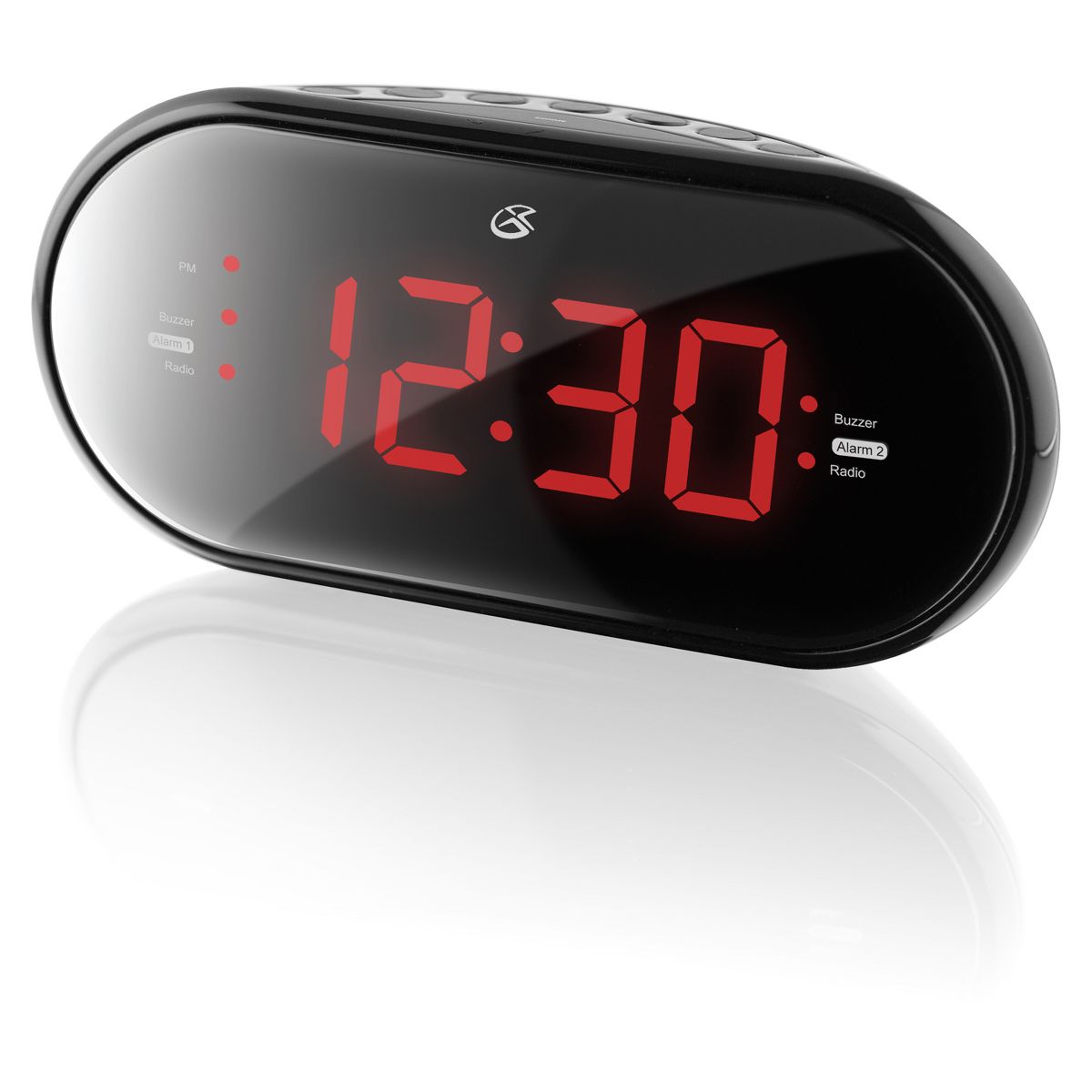 GPX Dual Alarm Clock Radio (PLL) - Black (C253B): AM/FM, Built-In Speaker, LED Display