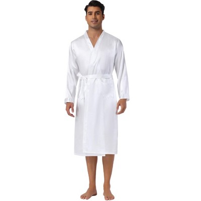 Lars Amadeus Men's Solid Satin Robe Long Sleeve Sleepwear Pajama Bathrobe