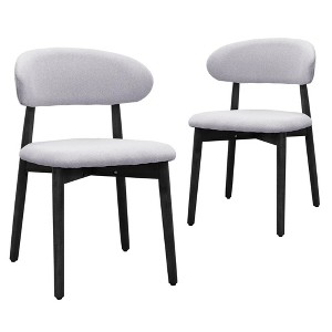 Dsvimoy Accent Chair Armless Dining Chair Set of 2 with Black Solid Wood Legs for Kitchen, Light Blue, 33"*27"*10" - 1 of 4
