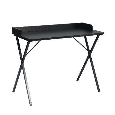 HomeRoots 39" Black Wood and Metal X-Shape Computer Desk