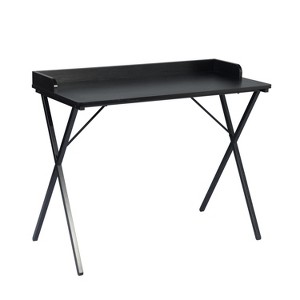 HomeRoots 39" Black Wood and Metal X-Shape Computer Desk - 1 of 4