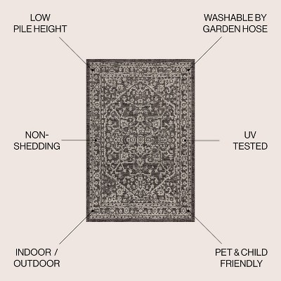 Malta Black and Gray Medallion Flat Woven Area Rug