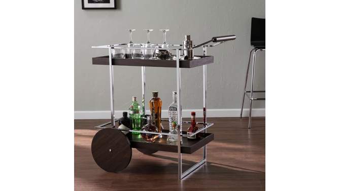 Oneots Rolling Bar Cart Brown/Chrome - Aiden Lane, 2 of 10, play video
