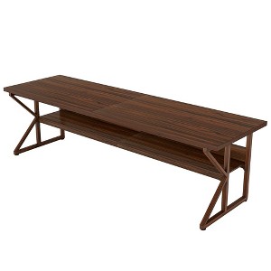 Resenkos Computer Desk, Office Desk, Study Desk,78.74" Two Person Desk, Large Computer Desk with Storage Shelf,Brown - 1 of 4