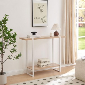 Kings Brand Furniture Console Table with Shelves - Modern Metal Wood Sofa Table for Living Room, Entryway, Hallway, Foyer - 1 of 4