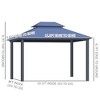 10' x 12' Hardtop Gazebo Canopy with Polycarbonate Roof, Aluminum Frame, Permanent Pavilion Outdoor Gazebo with Netting, for Patio, Garden, Deck - 3 of 4