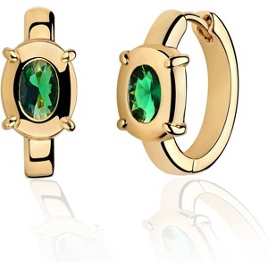 Cubic Zirconia Huggie Earrings 14k Gold Plated Tiny Earrings Small Huggie Hoop Earrings Simple Lightweight Hoops Gift for Women - 1 of 4