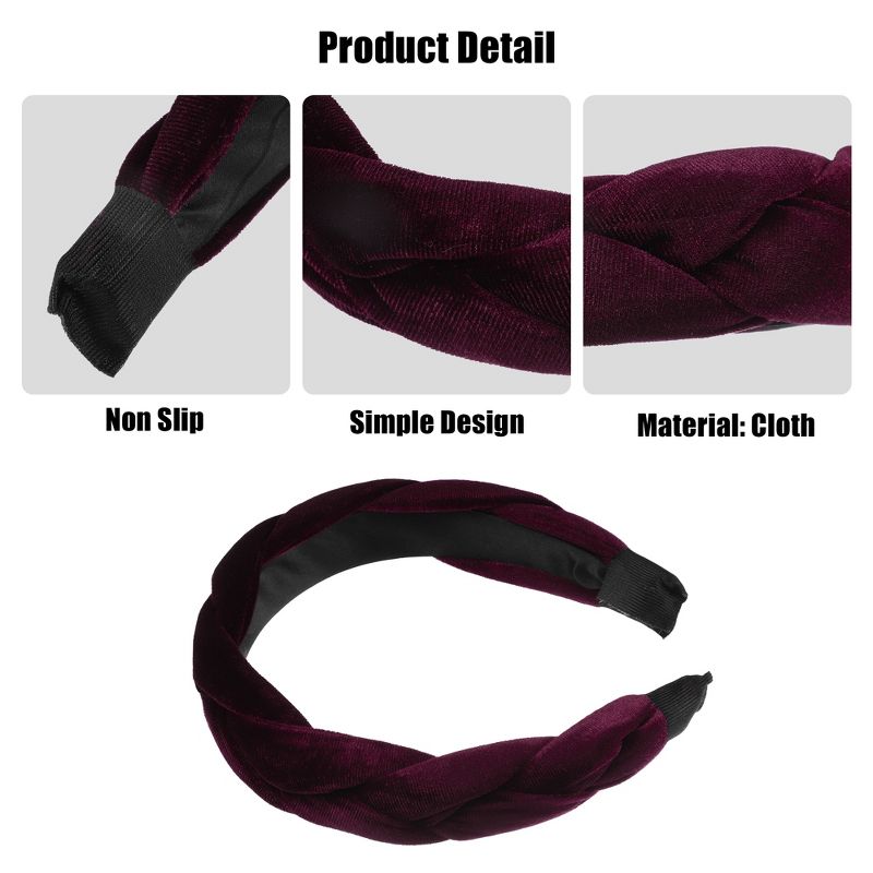 Unique Bargains Women's Thick Braided Velvet Headband Hairband Accessories 1.2 Inch Wide 1 Pc, 3 of 7
