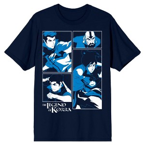 Avatar The Legend Of Korra Blue Tonal Characters Crew Neck Short Sleeve Navy Men's T-shirt - 1 of 3