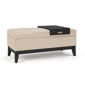 NicBex Ottoman with Storage and Tray Modern Design Ottoman Foot Rest with Safety Hinge for Bedroom, Living Room, Beige - 1 of 4