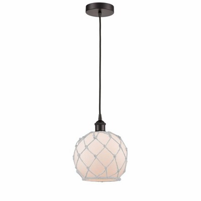 Farmhouse Rope - 1 Light Cord Hung Mini Pendant In Industrial Style-10.75 Inches Tall and 8 Inches Wide