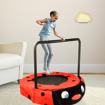 Vynxaria children's trampoline happy expression outdoor and indoor dual-use ladybug black and red foldable iron tube for kids age 3 - 7