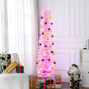 Whisen 6FT Pencil Prelit Artificial Christmas Tree Holiday Décor with 360 Colorful Surface Branches - 1 of 4