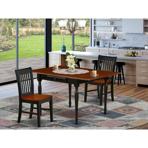 East West Furniture 3Pc Dining Table Set Includes a Dining Room Table & 2 Dining Room Chairs  Drop Leaf Table with X Back Chairs,  White - image 1 of 4