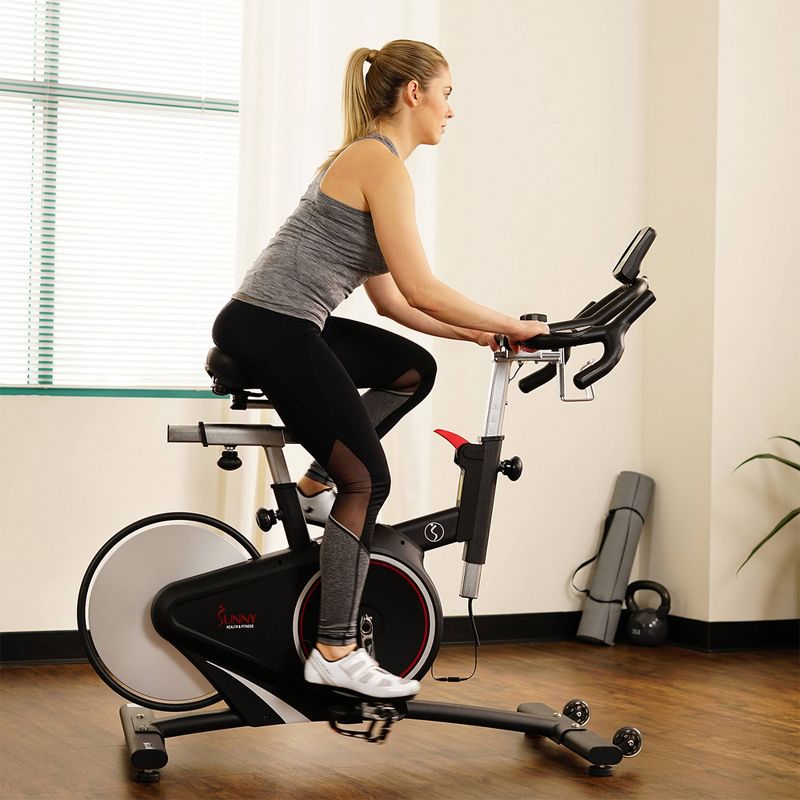 Sunny Health &#38; Fitness Magnetic Belt Drive Premium Indoor Cycling Bike - Silver, 6 of 8
