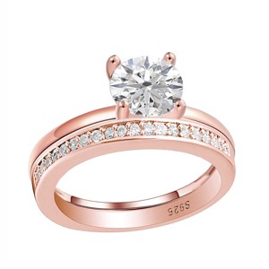 Envy Wedding Ring Set for Women 1.25Ct Solitaire Engagement Matching Band Ginger Lyne Collection - 1 of 4