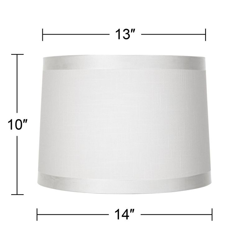 Springcrest Set of 2 White Fabric Medium Drum Lamp Shades 13" Top x 14" Bottom x 10" High (Spider) Replacement with Harp and Finial, 5 of 11