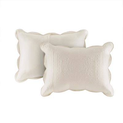 Beige King Microfiber Reversible Quilt Set with Scalloped Edges