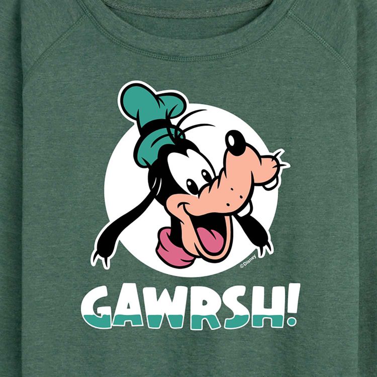 Women's Disney Goofy Gawrsh Lightweight French Terry Wide Neck Long ...