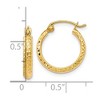 Black Bow Jewelry 10k Yellow Gold 3mm Half Round Diamond Cut Hoop Earrings, 14mm - 4 of 4