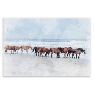 Stupell Industries Horse Herd Grazing Beach Shore Wall Plaque Art - 1 of 4