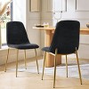 Modern Design Armless Dining Chair Set Of 4 With Gold Metal Legs,Linen Dining Chair for Dining Room,Kitchen Chair,Farmhouse-Tanpinhause - 3 of 4