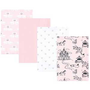 Hudson Baby Infant Girl Cotton Flannel Burp Cloths, Fairytale Princess, One Size - 1 of 4